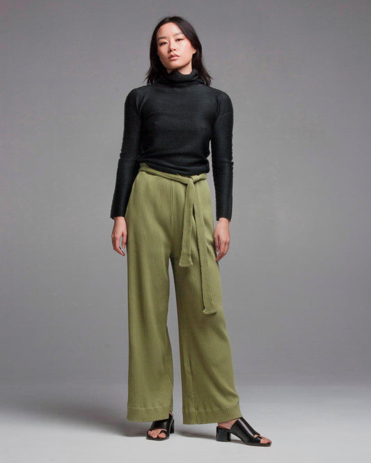 Black Soft Micropleated Turtleneck