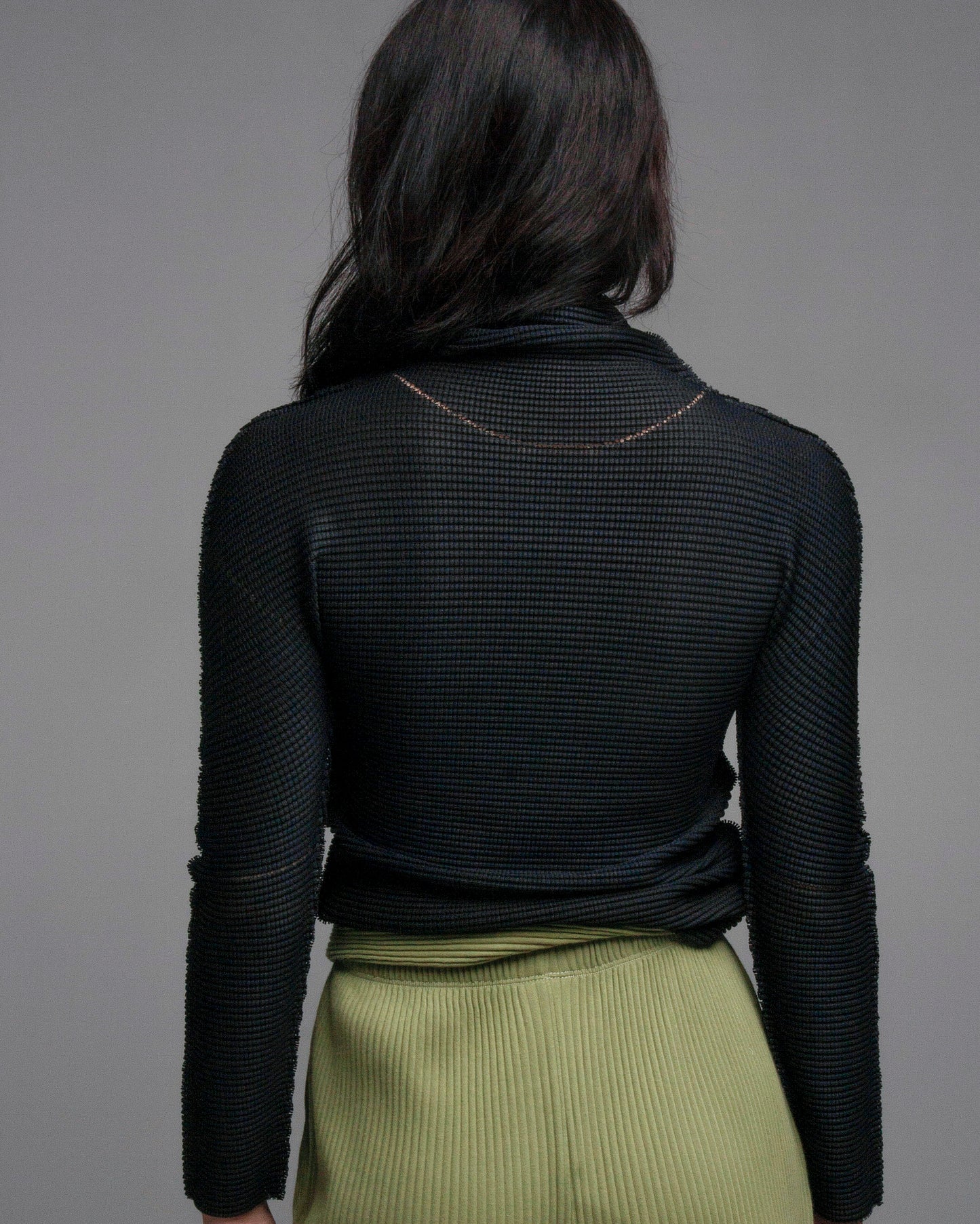 Black Soft Micropleated Turtleneck