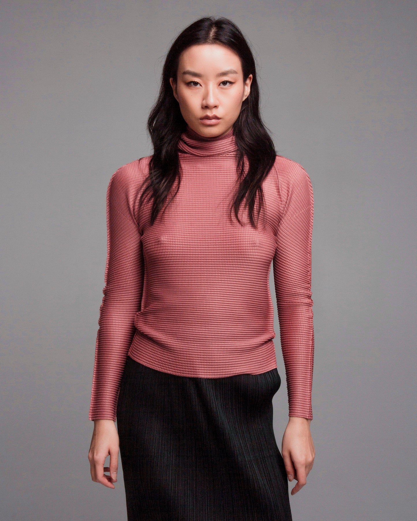 Rose Soft Micropleated Turtleneck