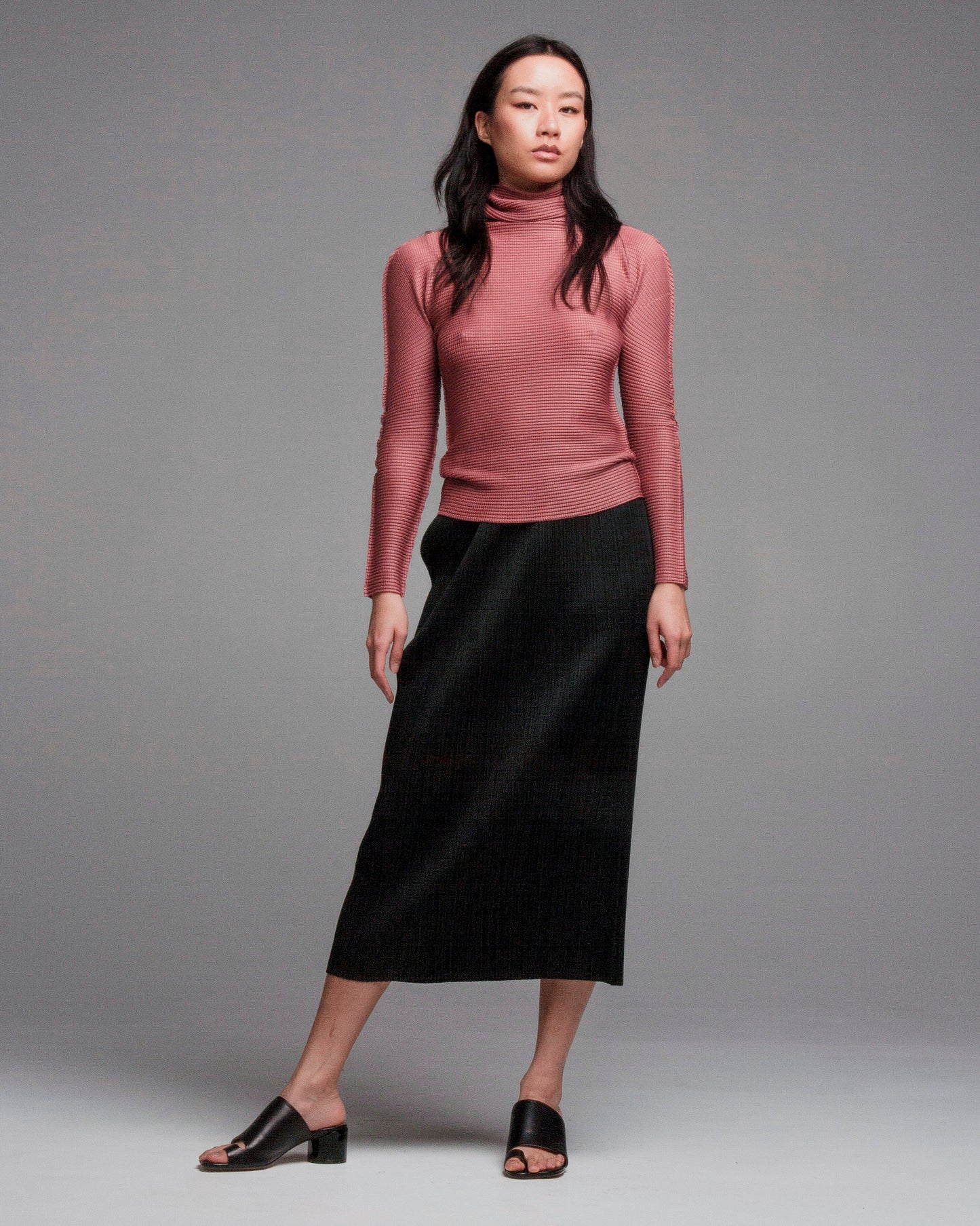 Rose Soft Micropleated Turtleneck