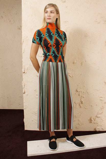 Striped Orange Green Skirt