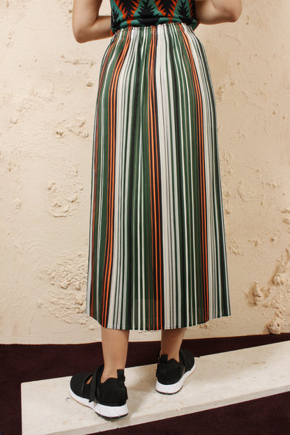 Striped Orange Green Skirt