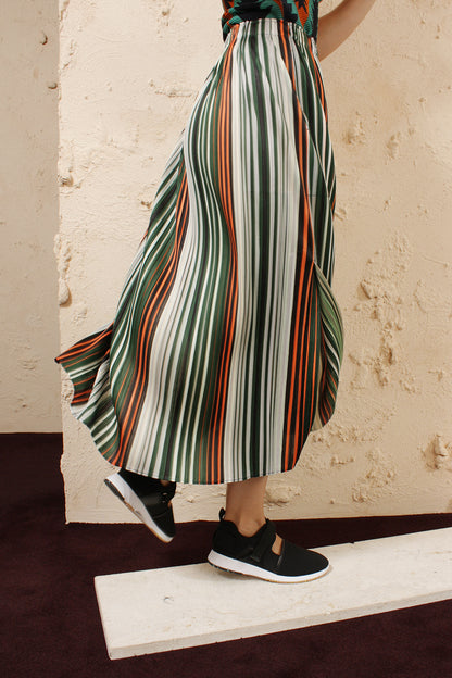 Striped Orange Green Skirt