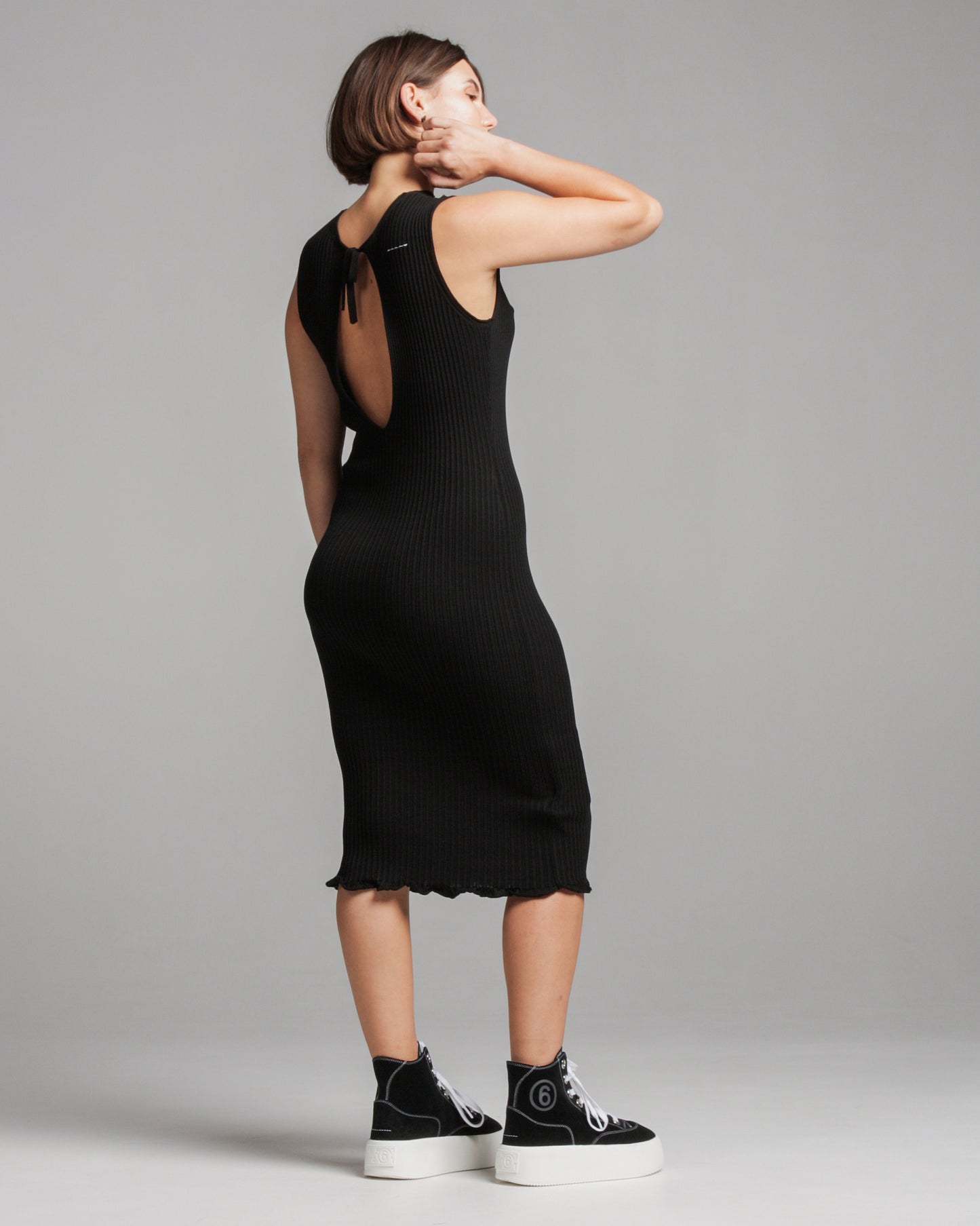 Black Ribbed Knitted Dress