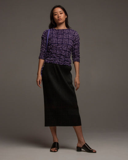 Purple Check Meringue Mid Sleeve Top