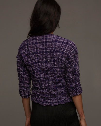 Purple Check Meringue Mid Sleeve Top