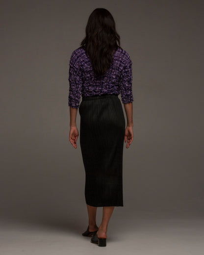 Classic Black Pleated Straight Skirt