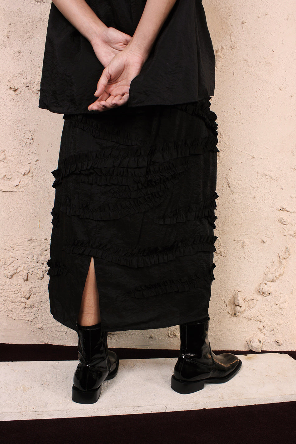 Shani Black Ruffle Skirt