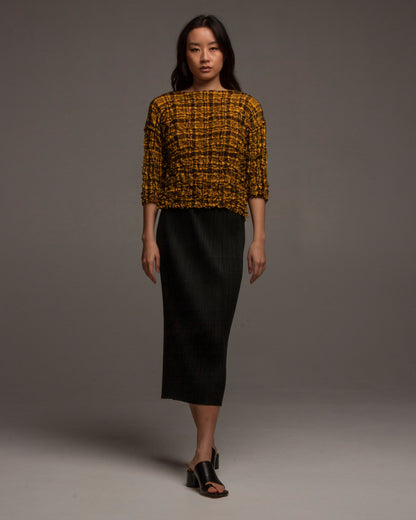 Classic Black Pleated Straight Skirt