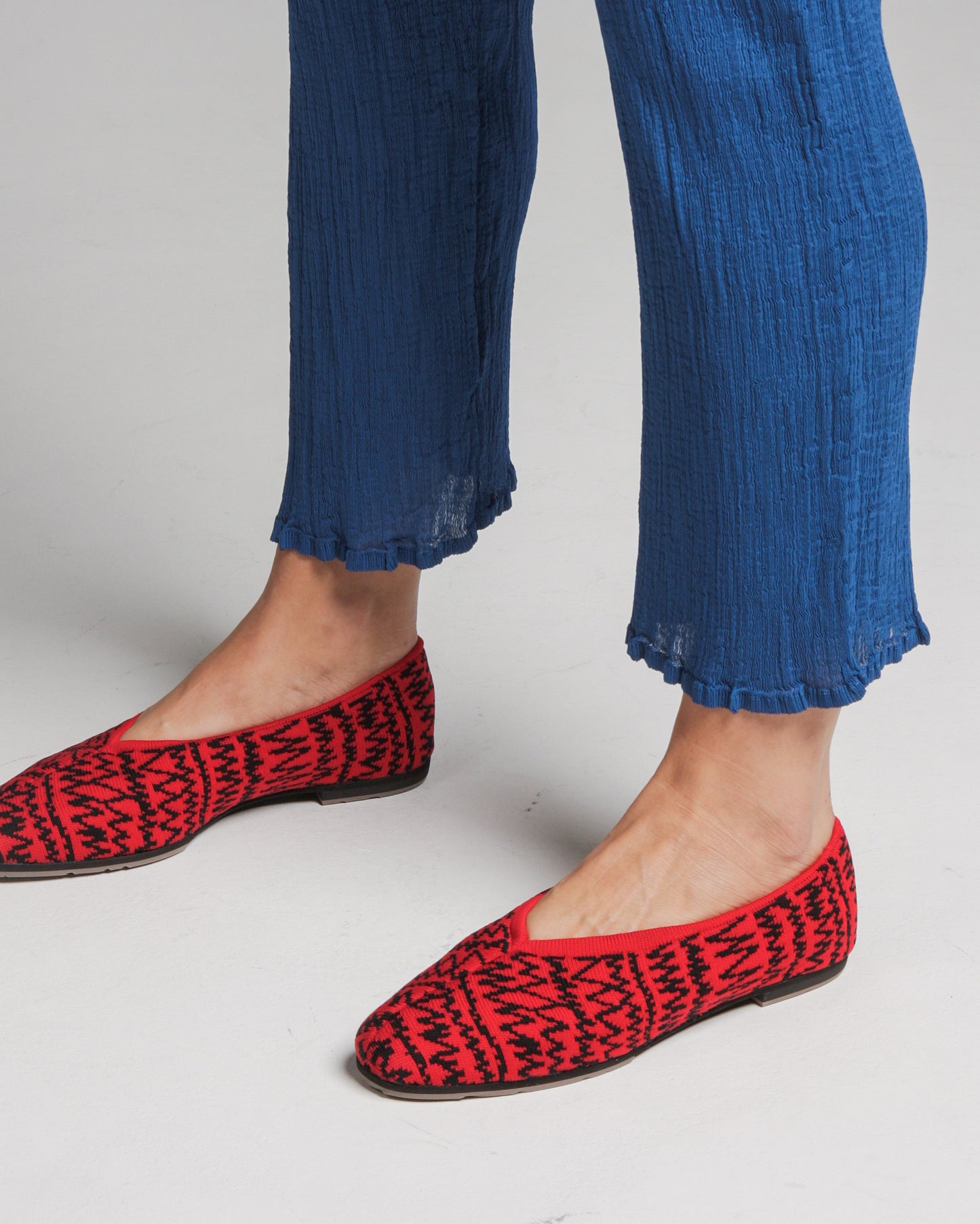 Jacquard Knit Shoes Red