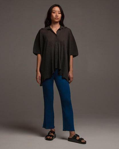 Grey Crepe Oversized Top