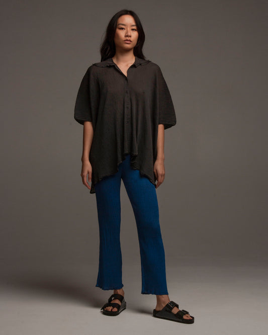 Grey Crepe Oversized Top