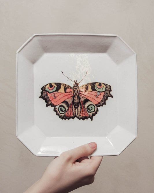 John Derian Square Butterfly Plate