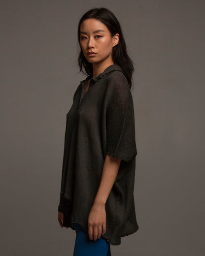 Grey Crepe Oversized Top