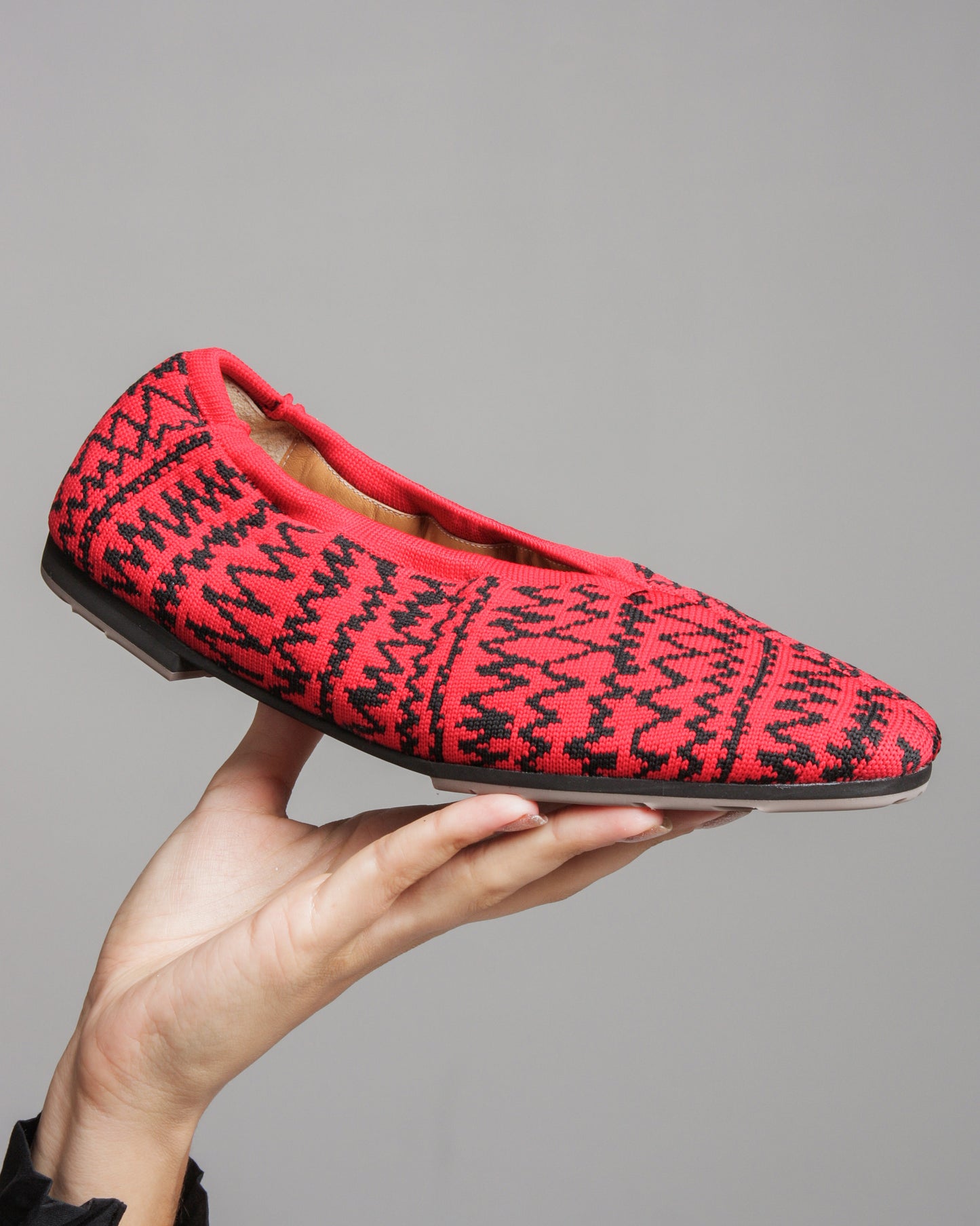 Jacquard Knit Shoes Red