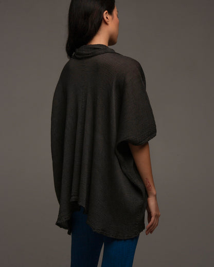Grey Crepe Oversized Top