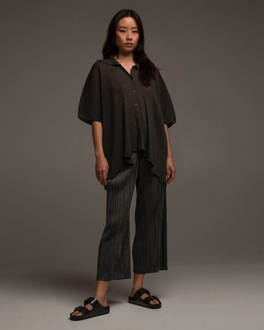 Cotton Pinstripe Wide Pant