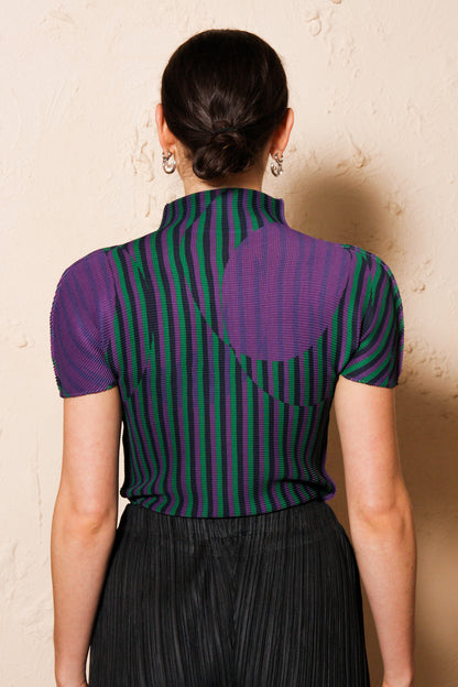 Micropleated Illusion Top Purple