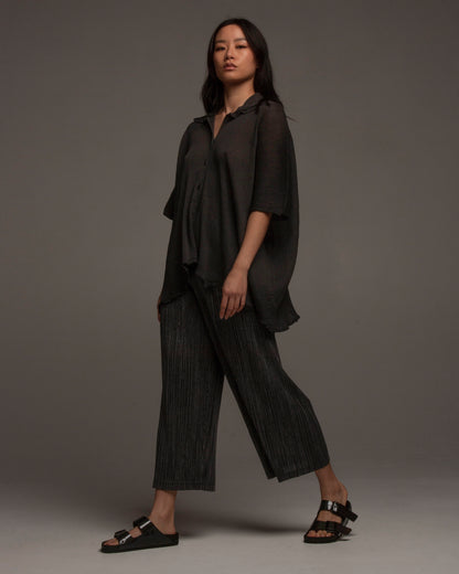 Grey Crepe Oversized Top