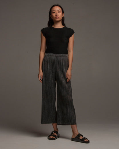 Black Soft Micropleated Sleeveless Top