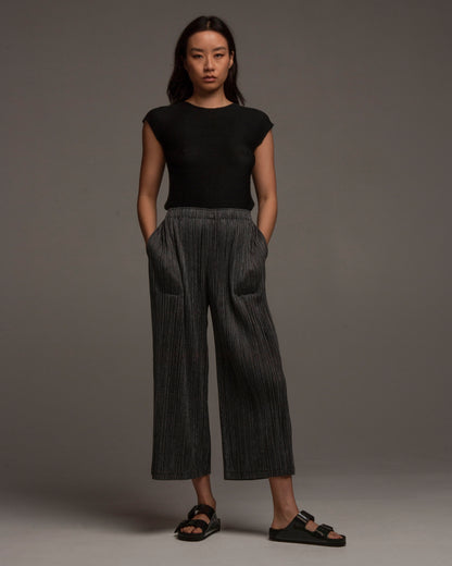 Cotton Pinstripe Wide Pant
