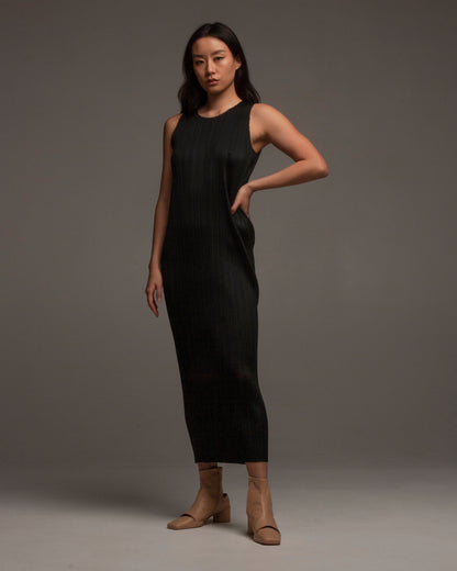 Classic Black Pleated Tank Dress