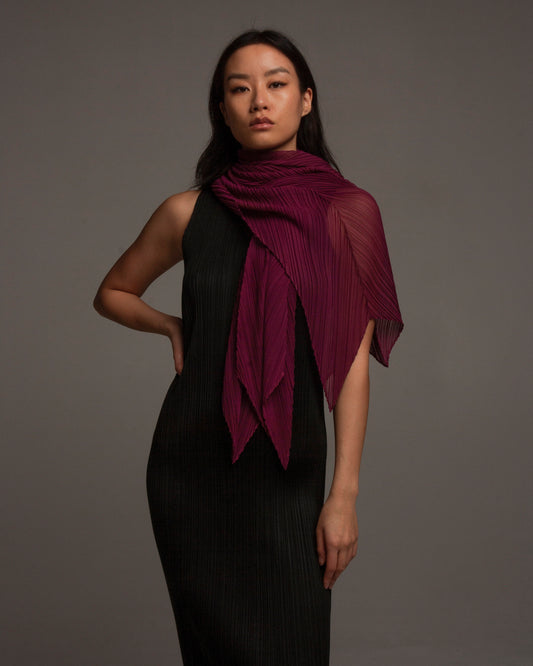 Berry Pink Pleated Scarf