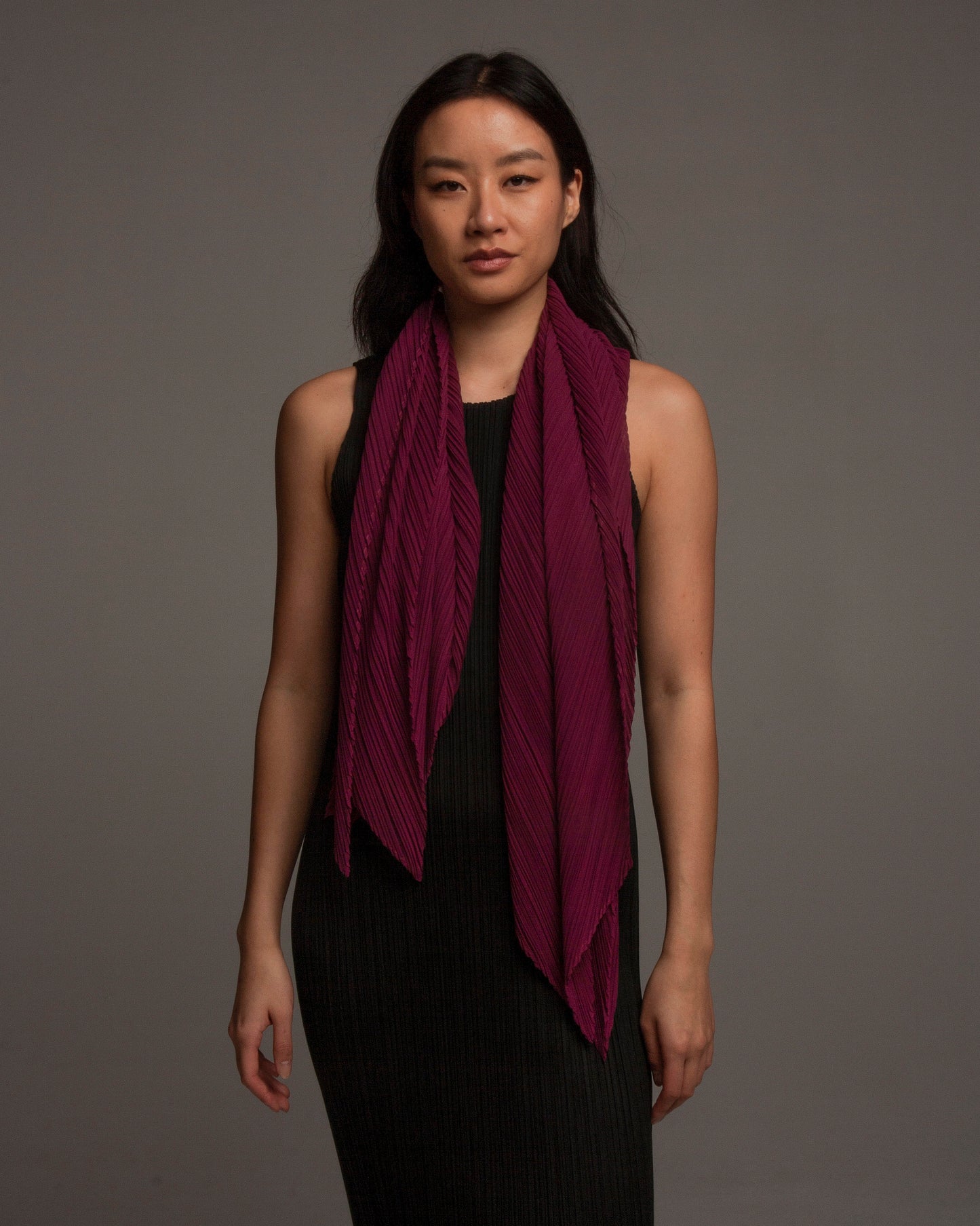 Berry Pink Pleated Scarf