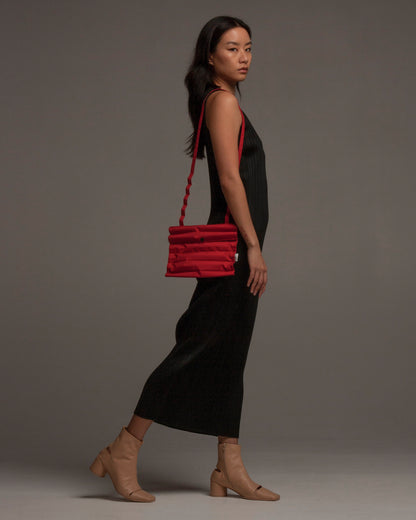 Red Wave Pleats Bag