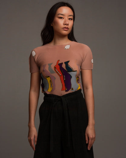 Pink Ceramics Micropleated Top