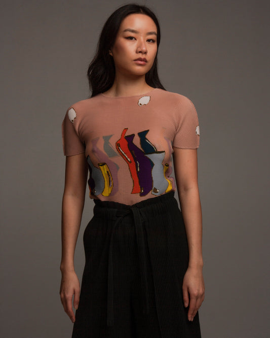 Pink Ceramics Micropleated Top