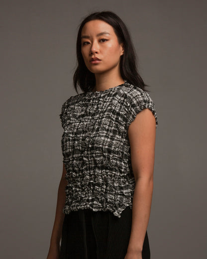Black Check Meringue Tank