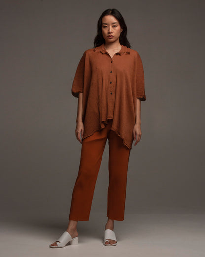 Rust Crepe Oversized Top