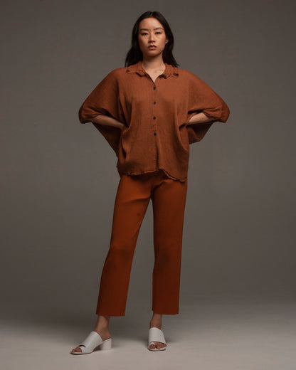 Rust Crepe Oversized Top