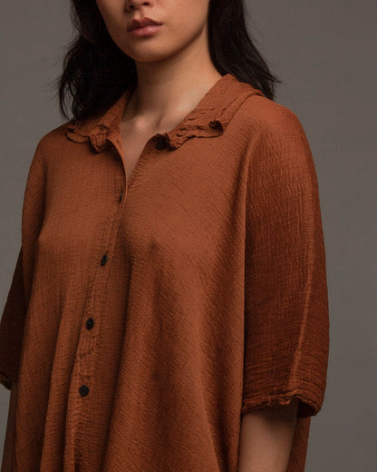 Rust Crepe Oversized Top