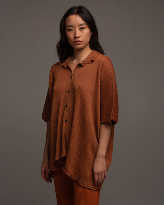 Rust Crepe Oversized Top