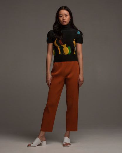 Black Ceramics High Neck Micropleated Top