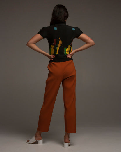 Rust Soft Pleated Straight Pant