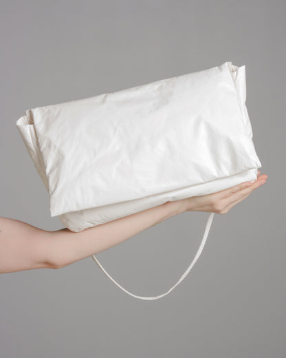White Leather Down Filled Bag