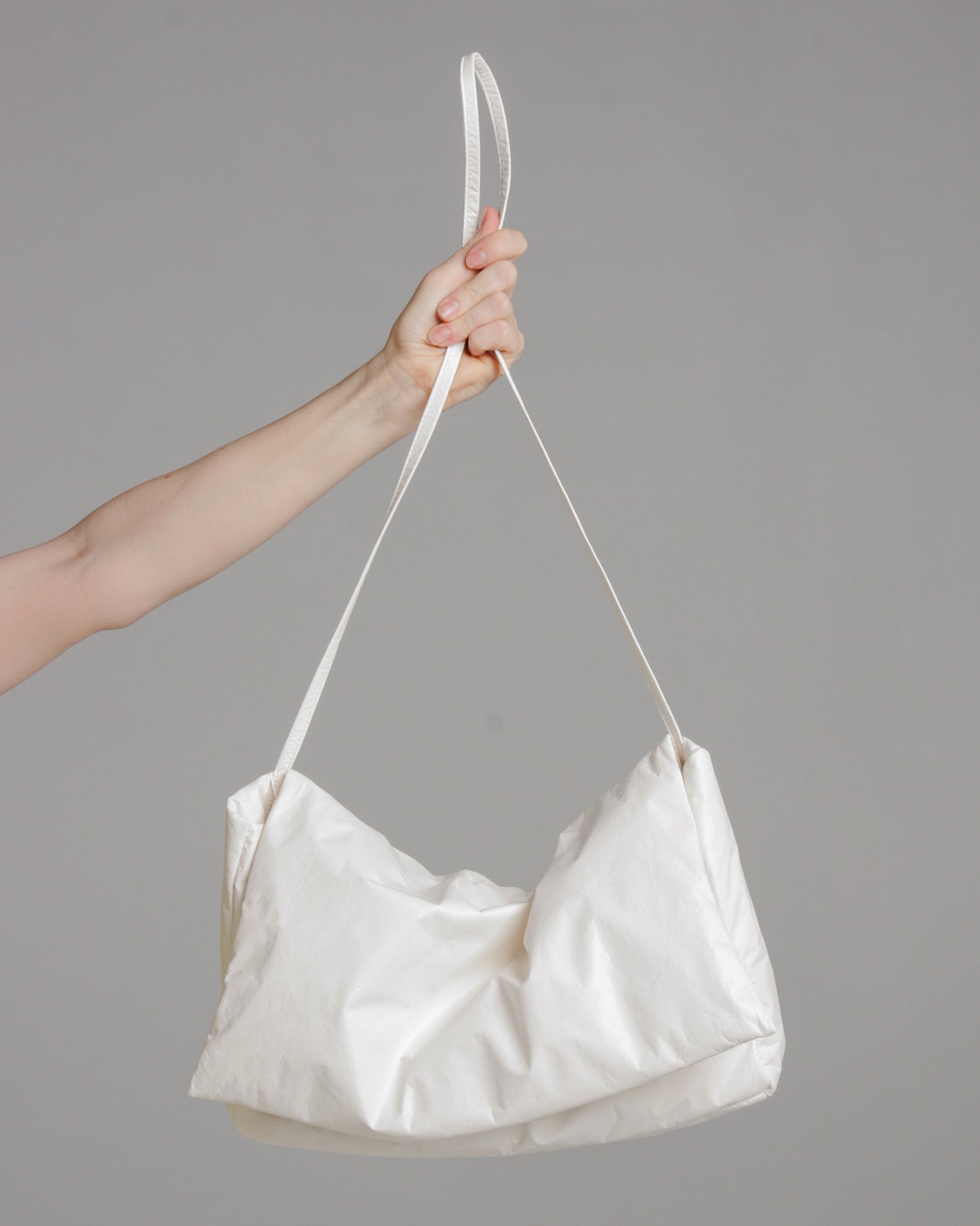 White Leather Down Filled Bag