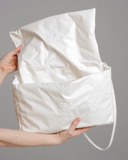 White Leather Down Filled Bag