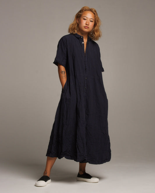 Navy Linen Shirtdress