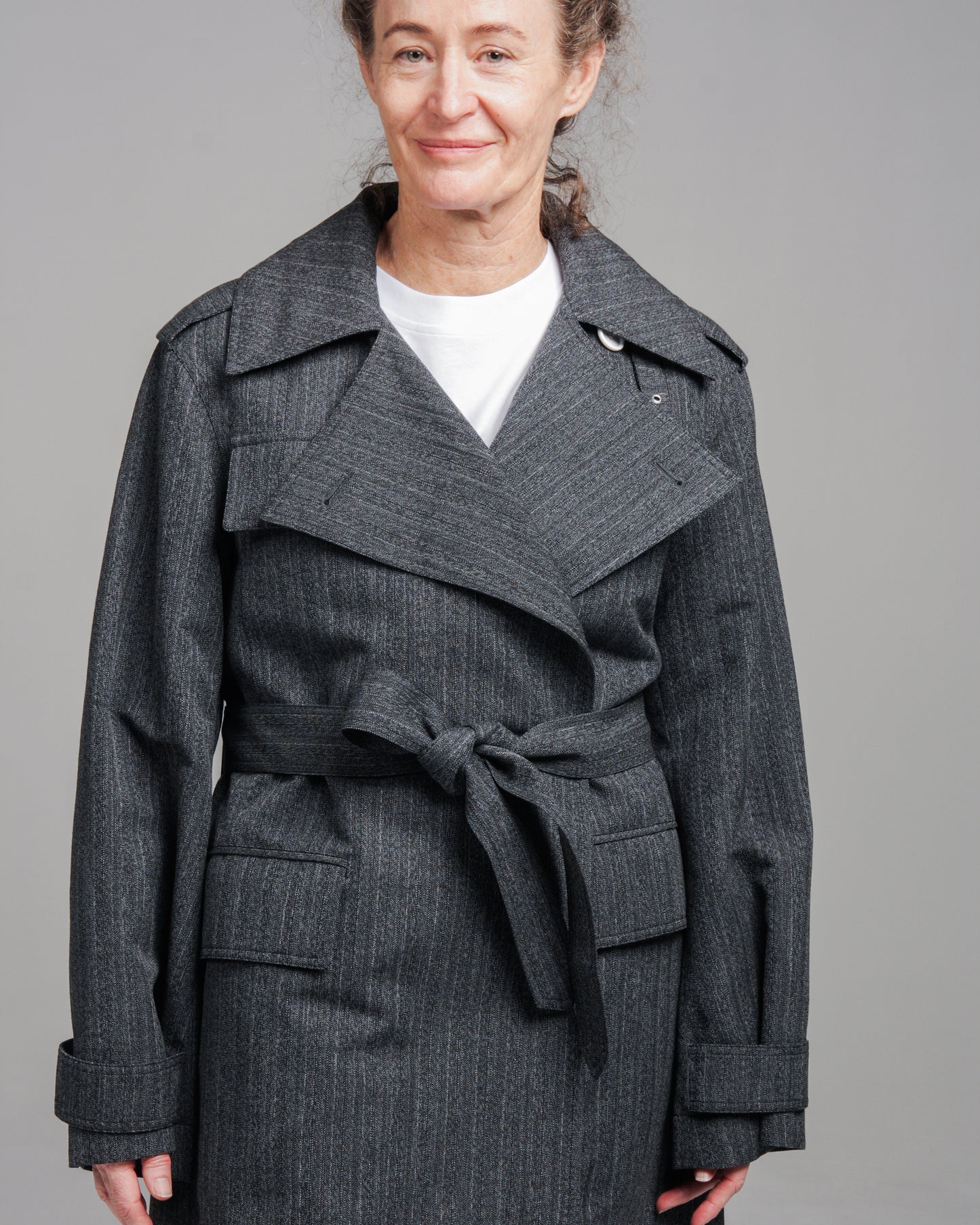 Charcoal Long Coat With Patch