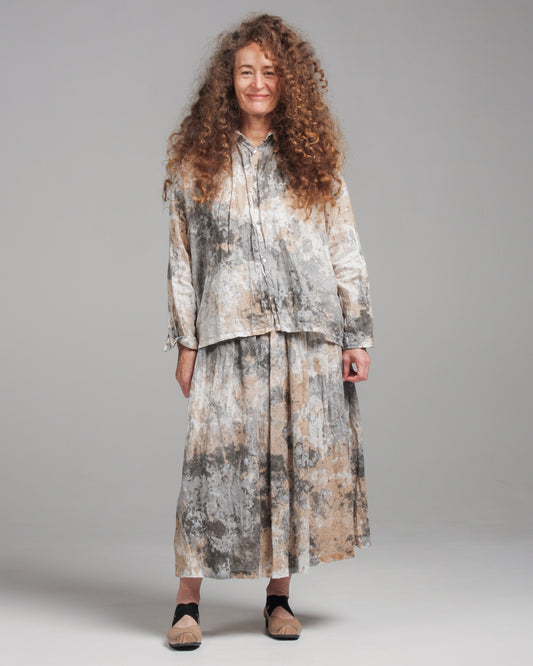 Persimmon Hand Dyed Linen Skirt