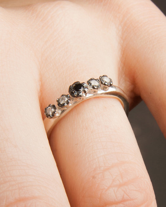 Poppy Black and White Diamond Ring