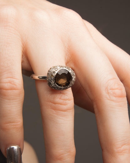 Carrie Grey Diamond Smoky Quartz Ring