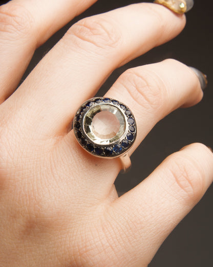 Julia Blue Sapphire Prasiolite Ring