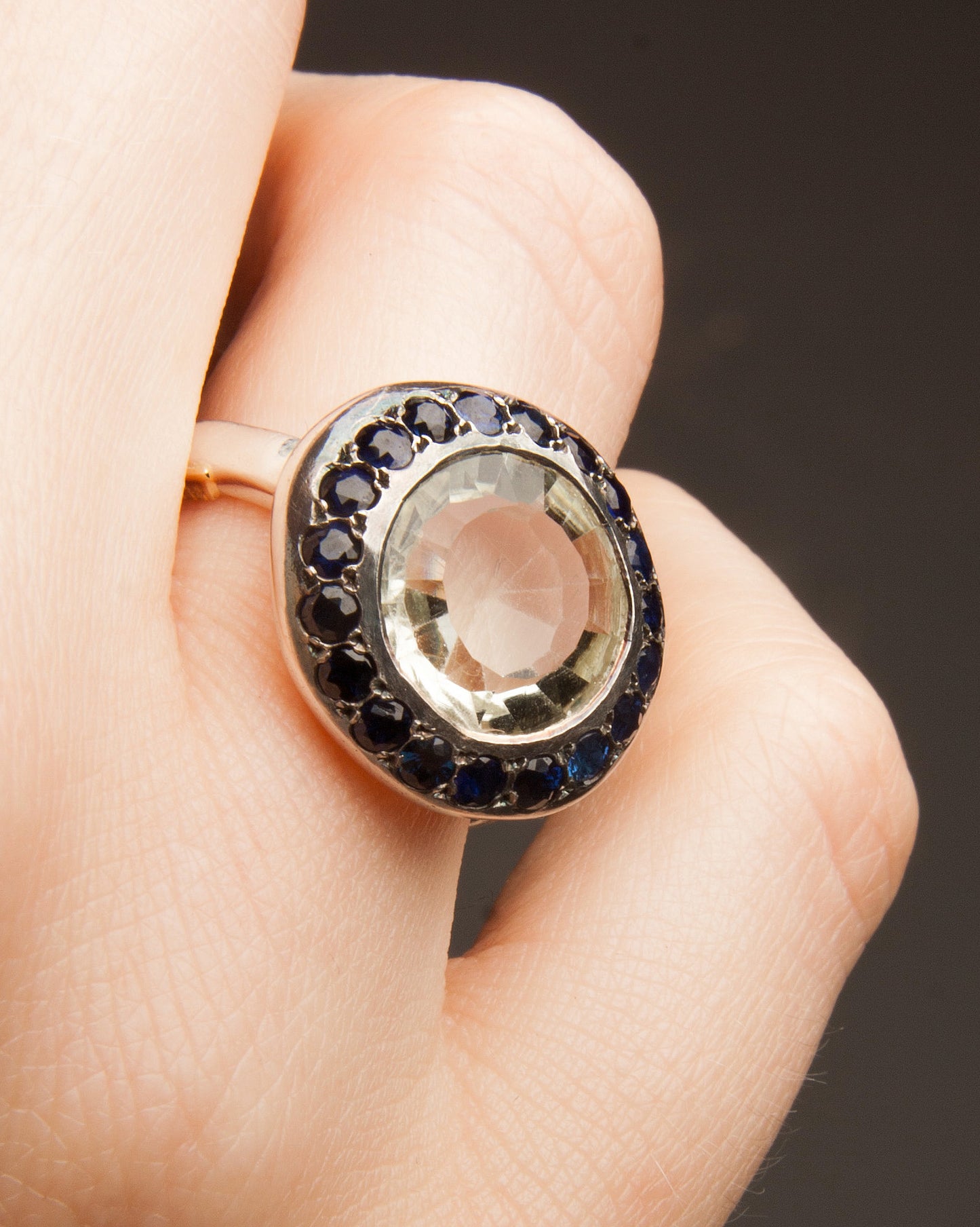 Julia Blue Sapphire Prasiolite Ring