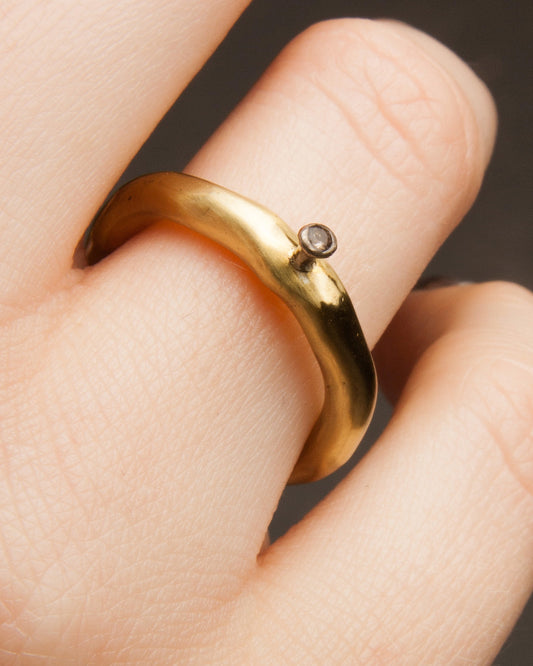 Seiko Smoky Quartz Copper and Silver Ring