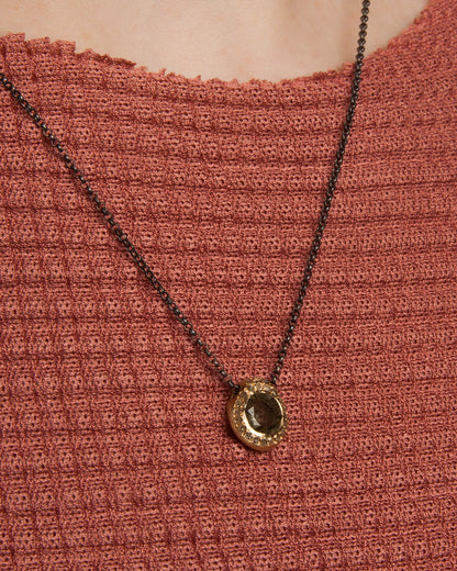 Green Rutilated Quartz Gold Necklace